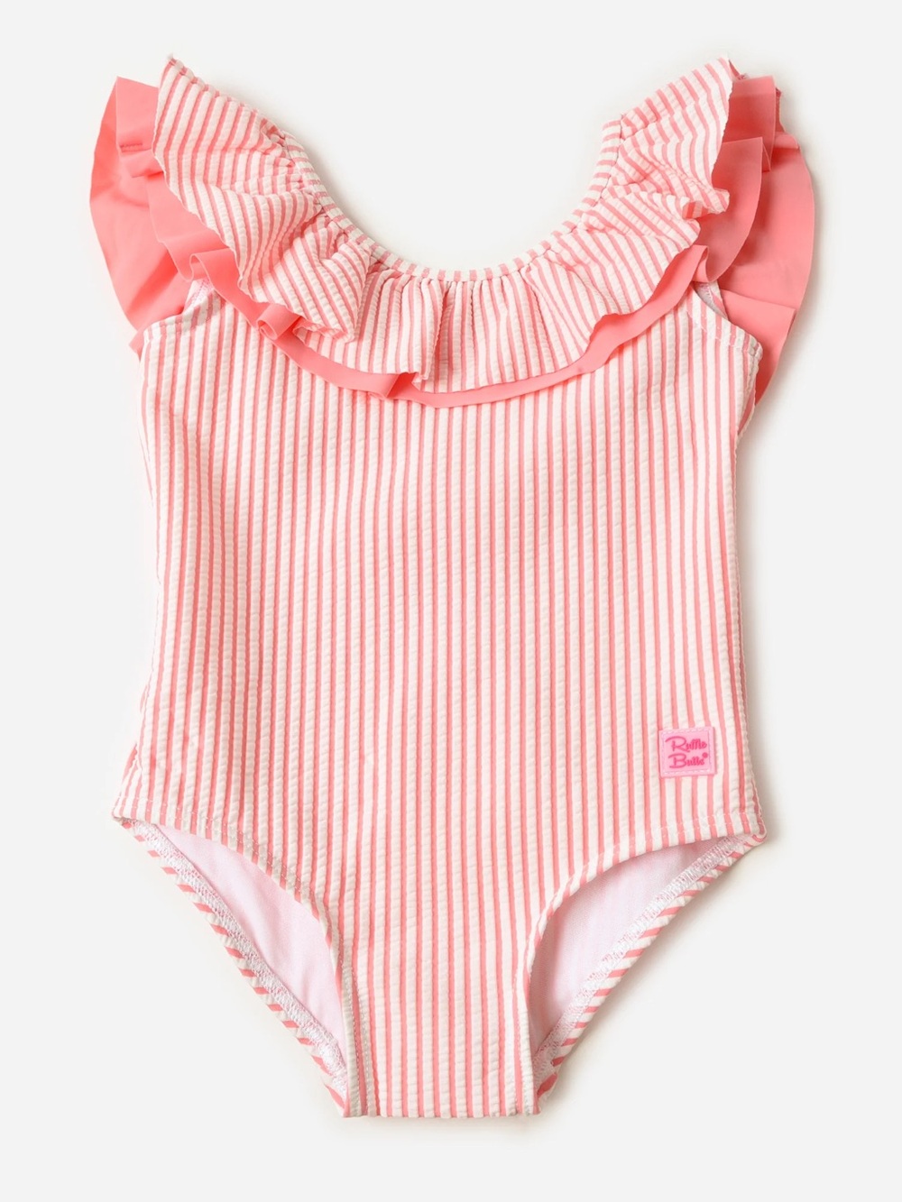 Rufflebutts Bubblegum Pink SEERSUCKER SCOOP BACK RUFFLE ONE PIECE Swimsuit New